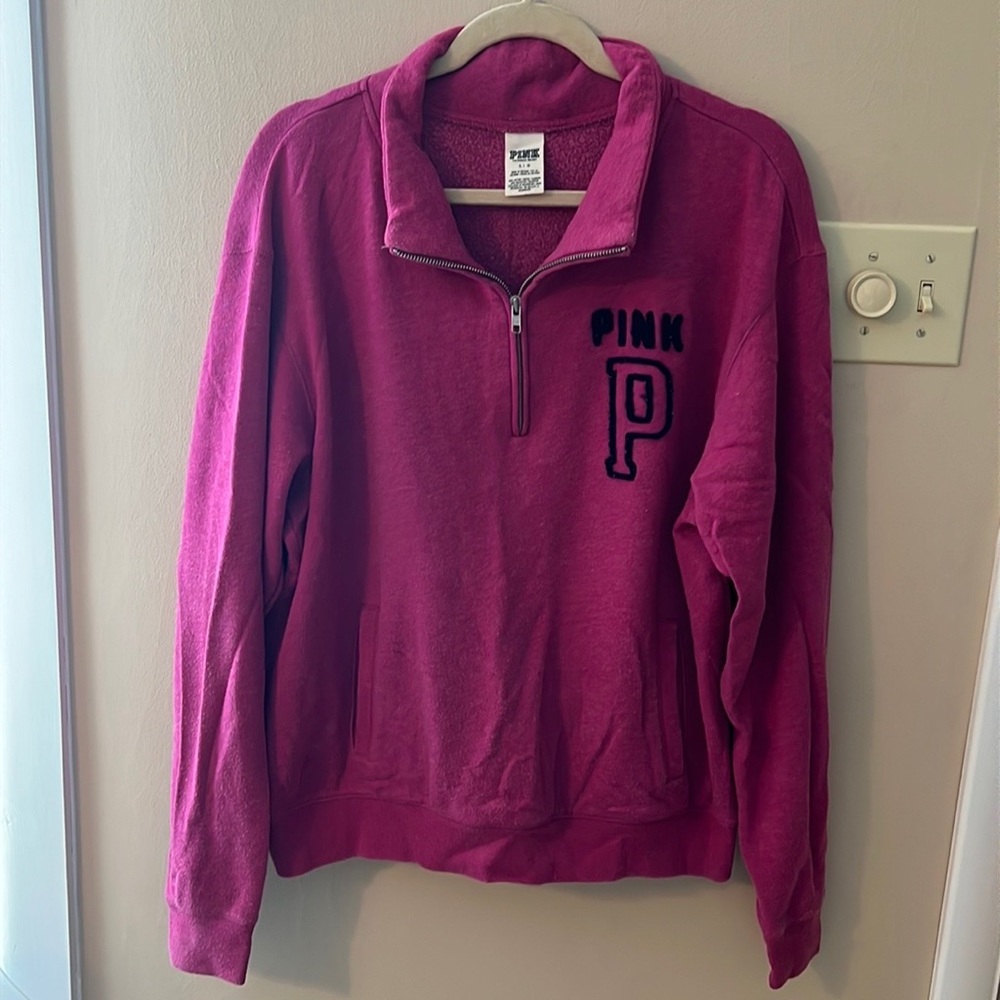 VS PINK pink/purple quarter zip sweatshirt